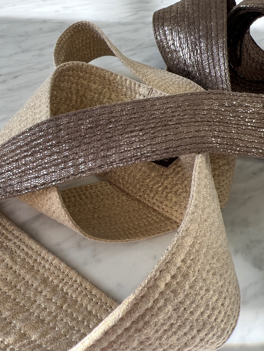 Set of Two Woven Metallic Wrap Belts - Picture 4 of 4